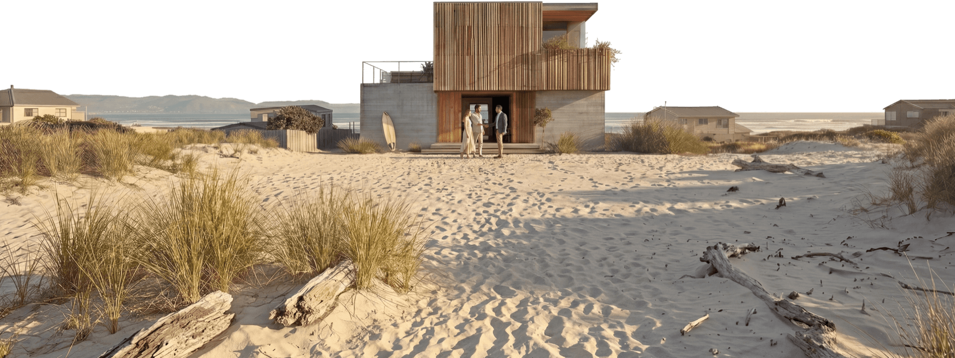 Modern beach house with timber cladding on the Australian coast